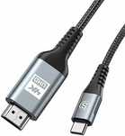 Kabel USB C do HDMI 4K 2 metry, pleciony AviBrex, szary