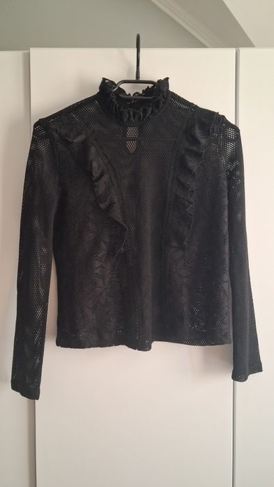 Bluzka ozdobna Reserved wygodna 34 36 czarna siatka