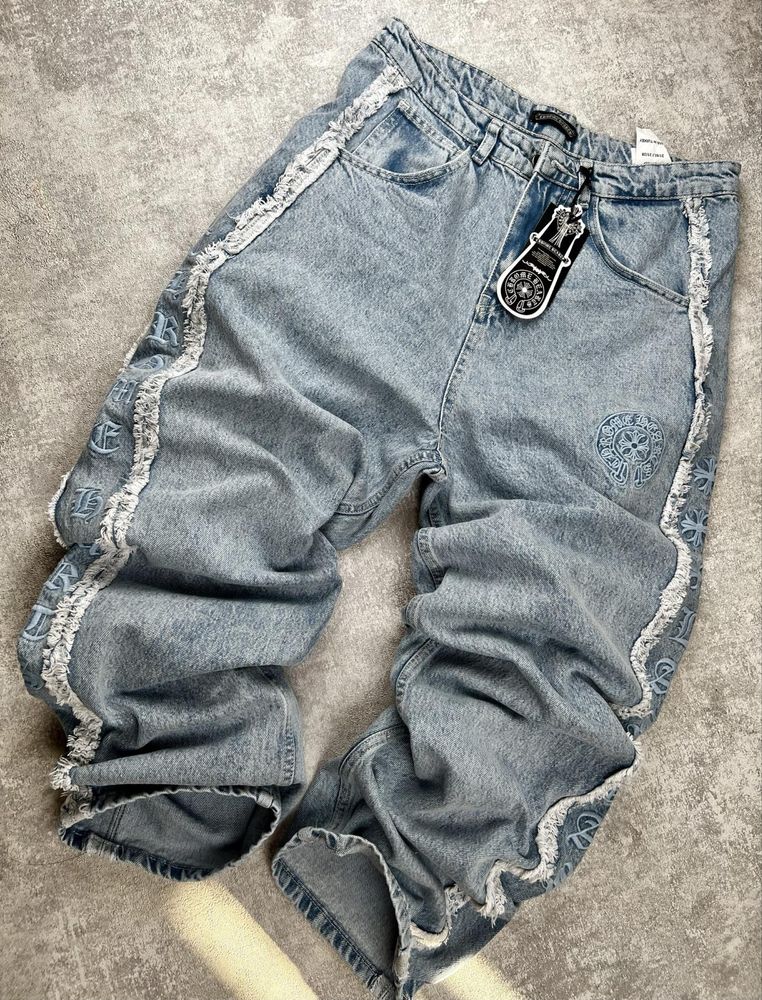 Джинси Chrome Hearts чоловічі преміум широкі, джинси хром хартс широкі