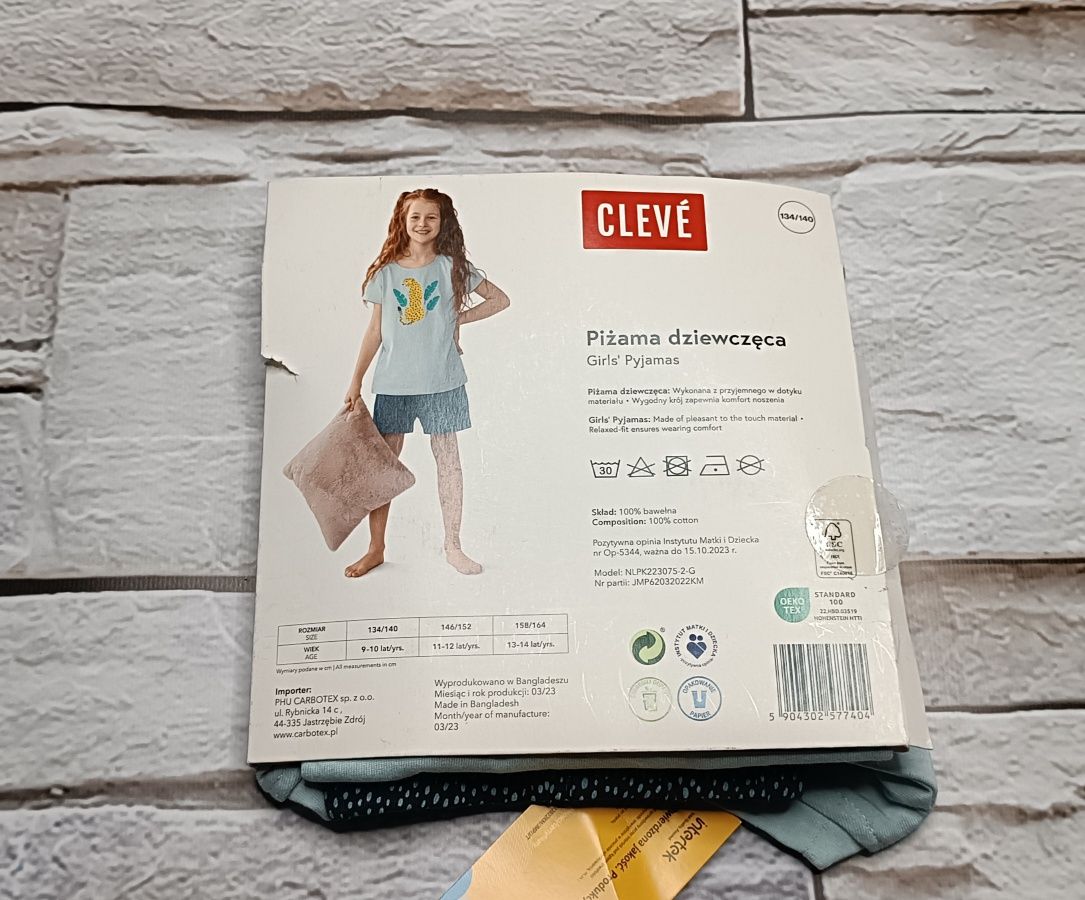 Piżamka dla dziewczynki Clevé 134-140  100% bawełna