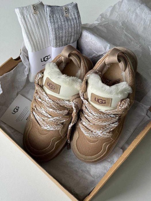 Угги UGG Lowmel Sneaker Beige / Уггі Ловмель Снекер бежеві замшеві