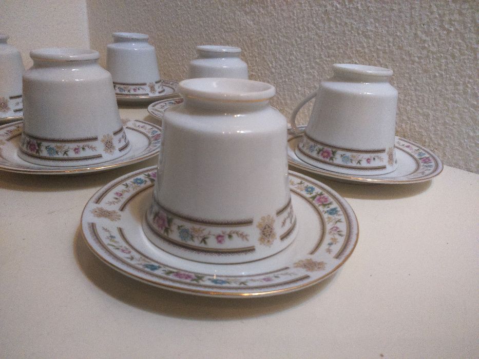 Retro Vintage Antigo Serviço Chá 6 Chávenas Pires Porcelana Chinesa