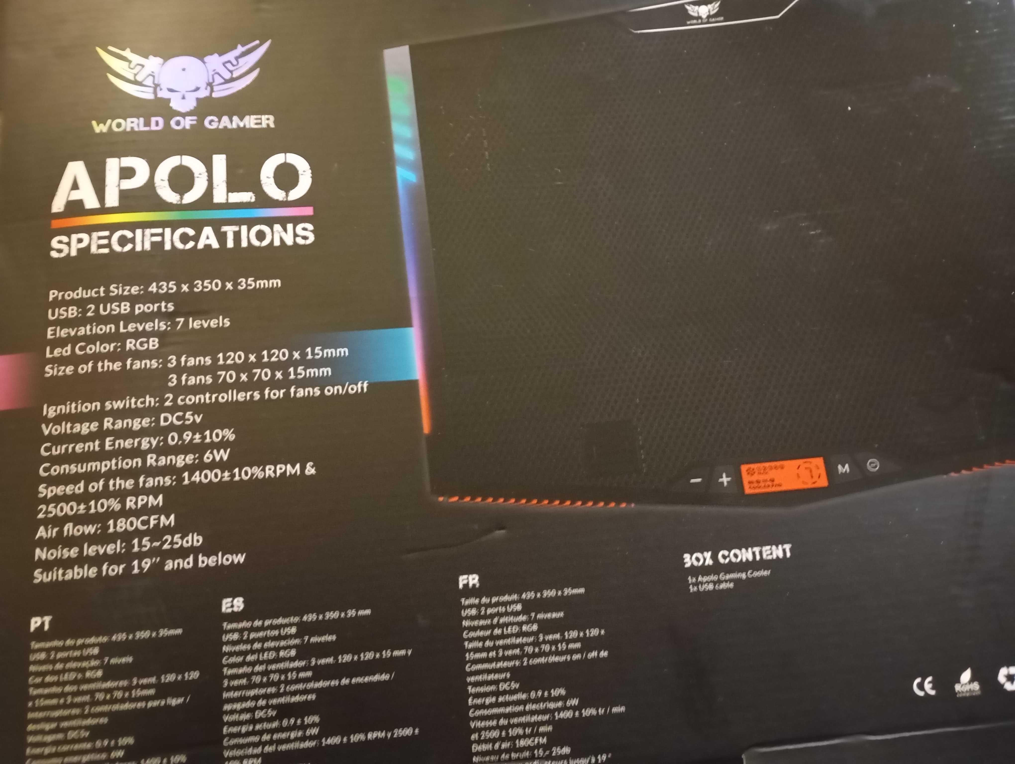 Apolo Gaming Cooler (para portátil refª WOG-APOLO Categoria: Coolers)