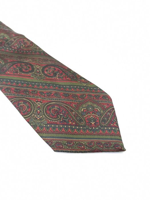 guy laroche zielony czerwony jedwabny krawat paisley n16