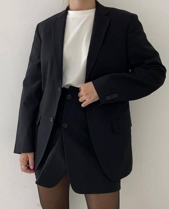 Чорний оверсайз базовий жакет піджак пиджак блайзер на підкладці