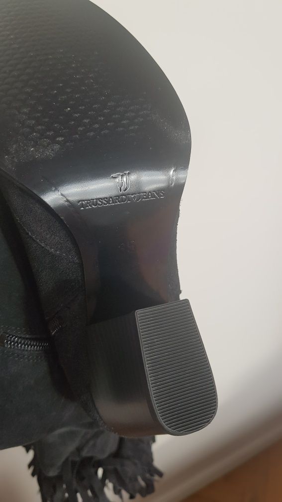 Trussardi Jeans nowe kozaki z frędzlami zamszowe rozmiar 35
