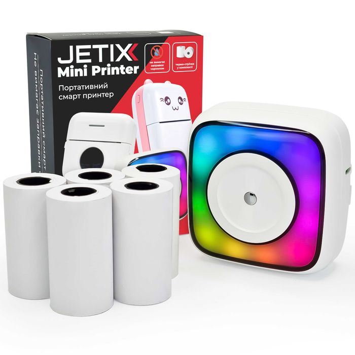 Мобільний термопринтер JETIX Student 2 з нічником і набором паперу
