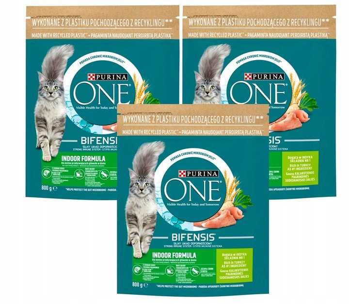 Sucha Karma PURINA ONE BIFENSIS INDOOR Indyk 3x 800g