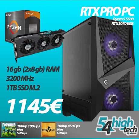Computador gaming novo - "RTX PRO PC" - Ryzen 5 5500 / RTX 3070