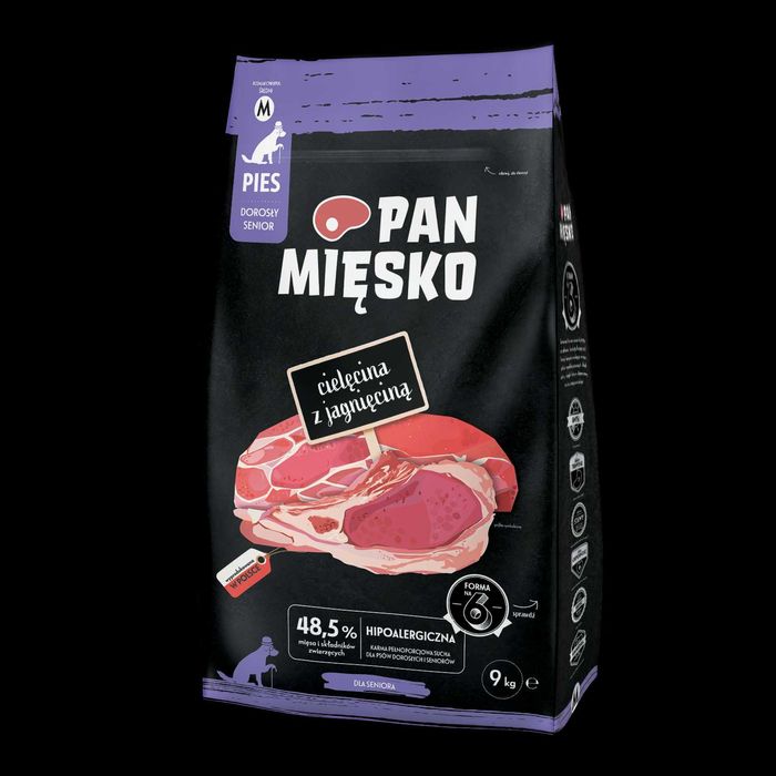 Pan Mięsko Cielęcina z Jagnięciną 9kg dla starszych psów