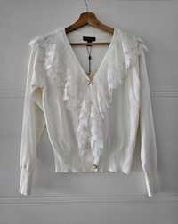 Biały luksusowy sweterek QED London S/M nowy TK Maxx