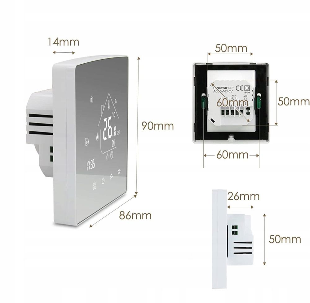 Beok Inteligentny termostat do wodnego ogrzewania TGR85- WIFI-WP
