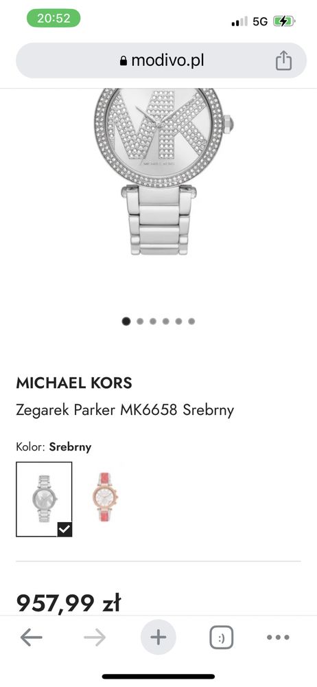 Nowy oryginalny zegarek Michael Kors kolor srebro kryształki