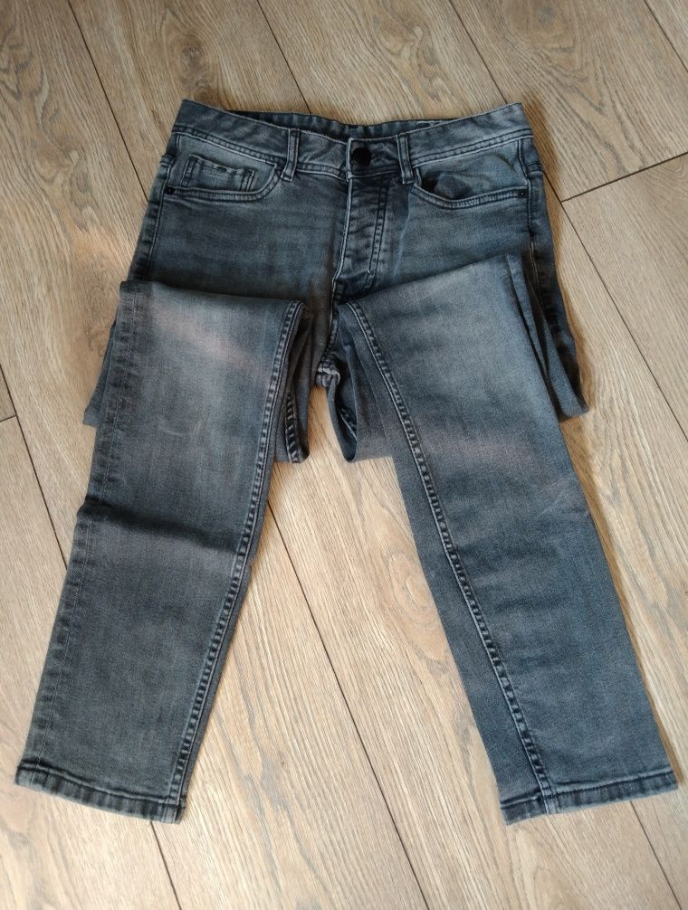 Spodnie jeans slim fit Primark 32 elastan szare