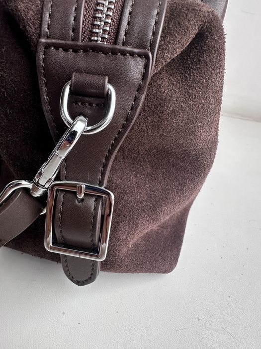 шоколадна сумка натуральна замша+шкіра