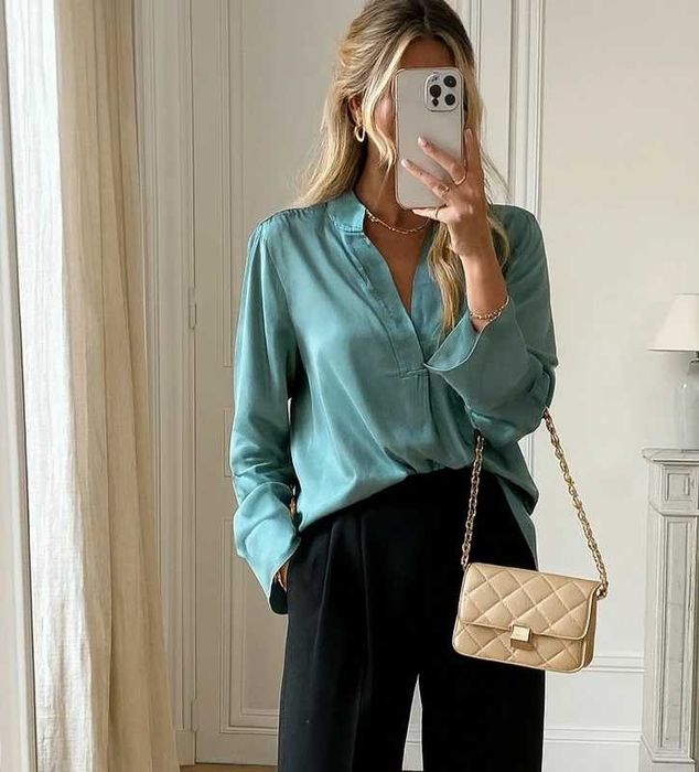 Bluzka koszula damska szałwiowa 100% wiskoza Minimum rozmiar M