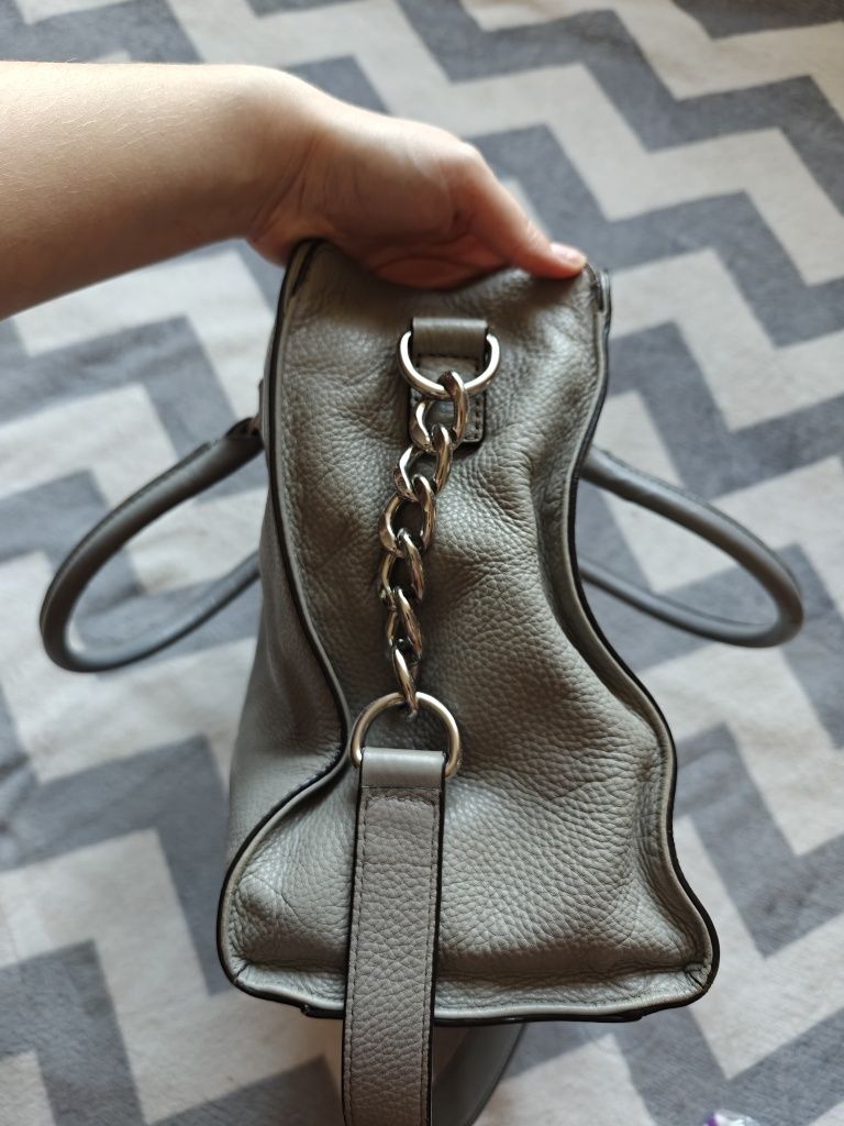 Michael Kors Hamilton szara torebka skórzana skóra naturalna na ramię