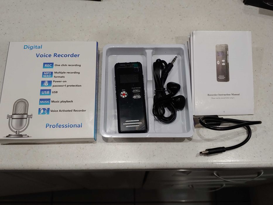 Цифровой профессиональный диктофон 64 ГБ с функцией МР3-плеер, Амазон