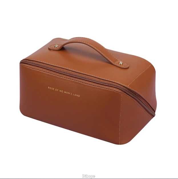 Женская коричневая косметичка кейс для косметики дорожная сумочка кожа