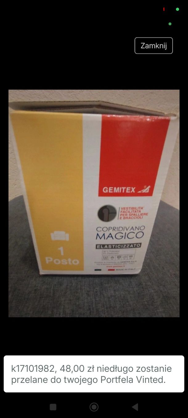 Narzuta GEMITEX na sofę 1osobową