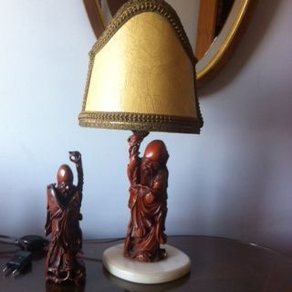 Caixa de madeira, Serviço café e Figura chinesa 22cm