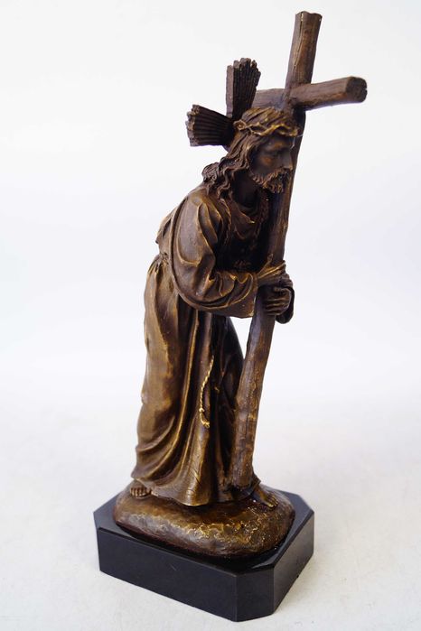 Jezus Chrystus z Krzyżem piękna figura z brązu rzeźba