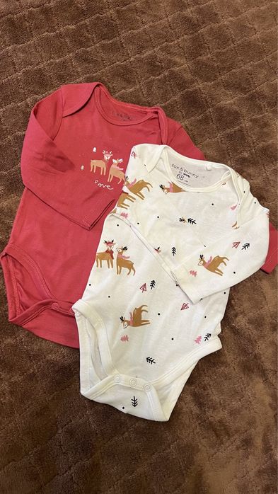 Новорічні боді, нові бодіки на дівчинку 68р ціна за набір