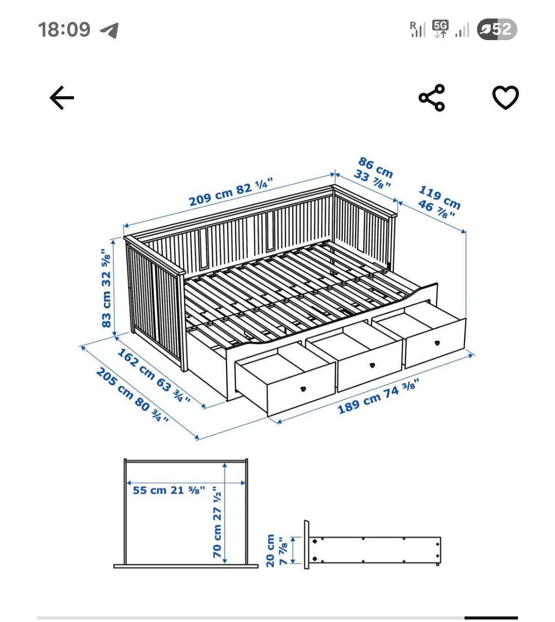 Łóżko Hemnes szarez materacem