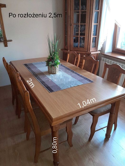 Stół dębowy z 6 krzesłami