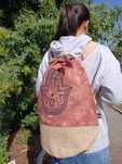 Plecak Etno Boho - Torba Hippie - Indie - Hamsa - Stonewash Różowy