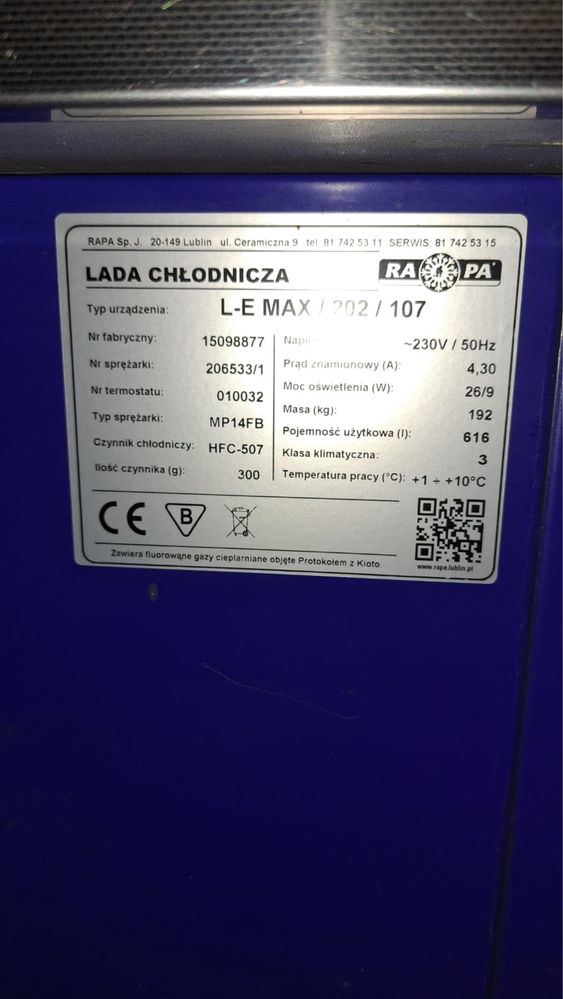 Lada chłodnicza przemysłowa L-E MAX/202/107