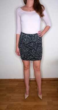 H&M spódnica spódniczka mini czarna beżowa na zamek mini S 36 HM