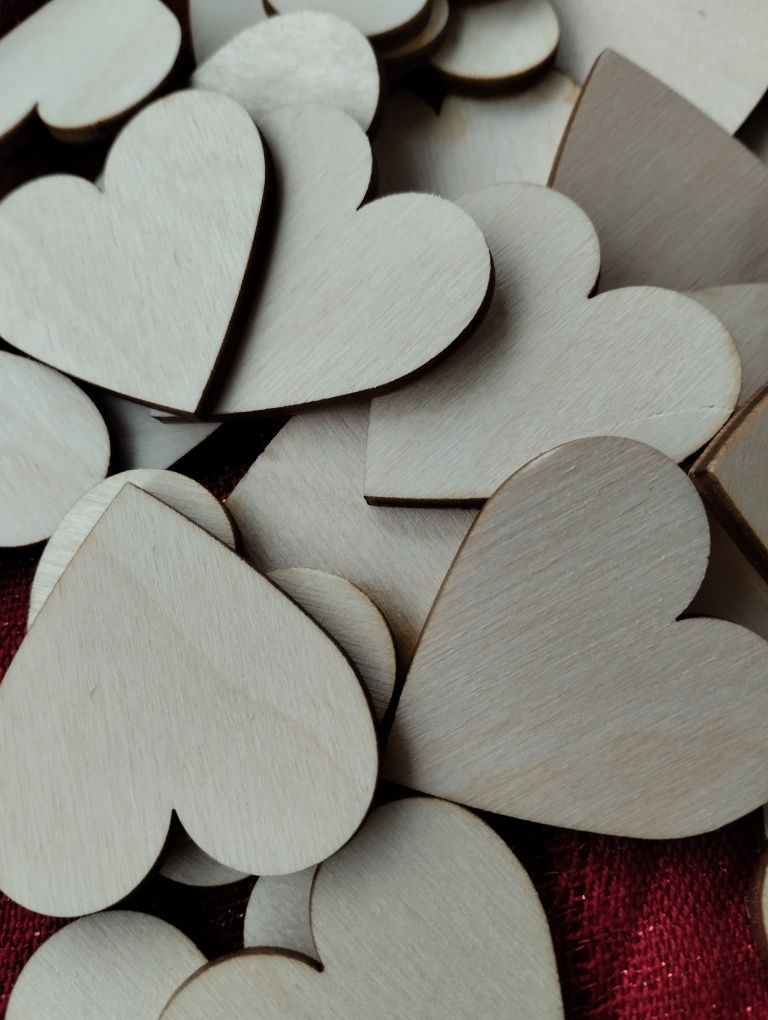 20 serc drewnianych dekoracja wesele, ślub, komunia