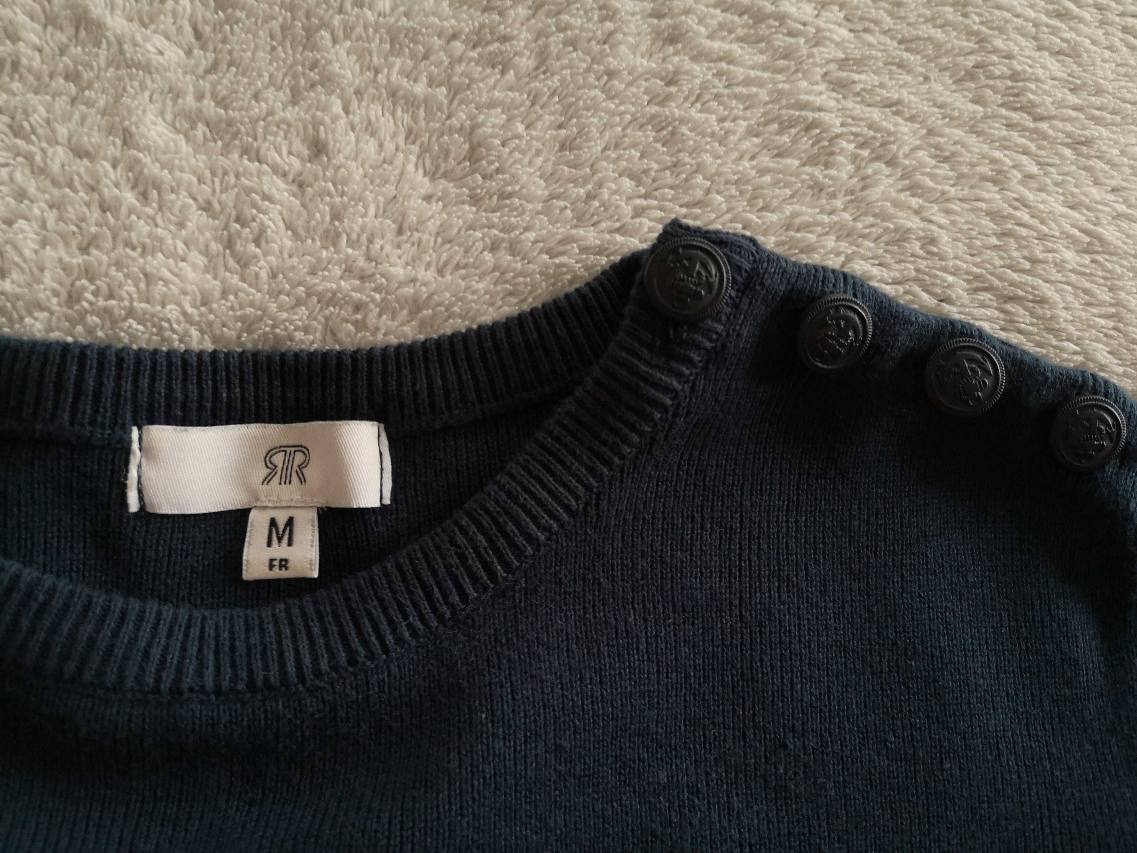 Granatowy biały bawełniany sweter w paski La Redoute 38 jak nowy