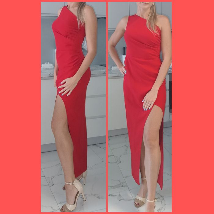 Czerwona sukienka na jedno ramię M / S
