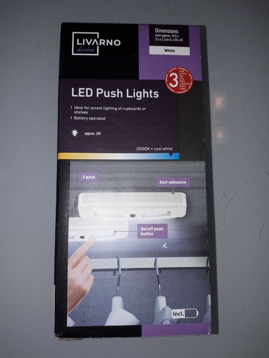 Lampki led 2 sztuki białe do szaf regałów z bateriami Livarno home