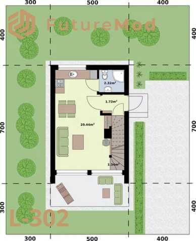 Domek szkieletowy L-302 35m2