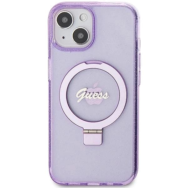 Etui Guess Ring Stand Script Glitter MagSafe na iPhone 15 Plus / 14 Pl