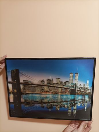 Soczewkowy obraz 3D World Trade Centre New York, krajobraz, most