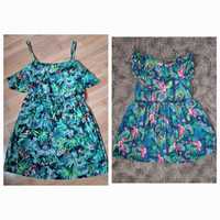 Sukienka dla mamy i córki - print tropikalny - M i 104