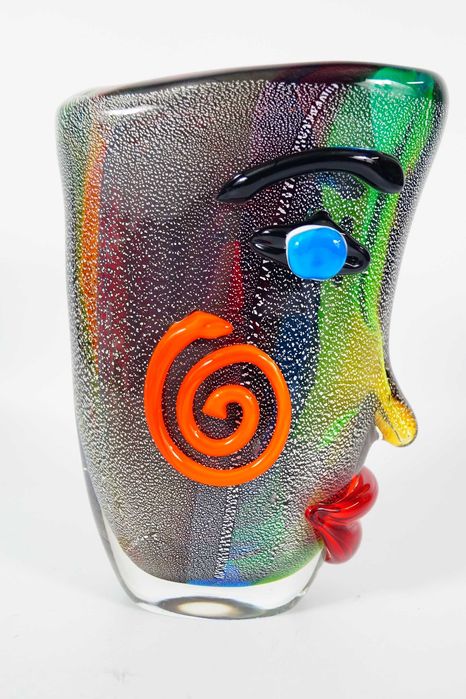 Szklany wazon MURANO Style twarz piękne kolory