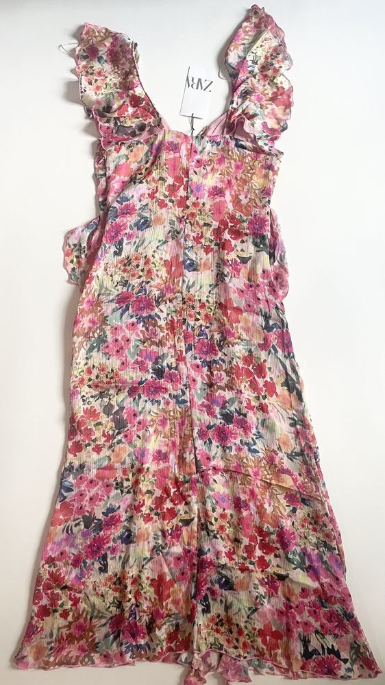 Nowa sukienka Zara kwiaty, falbanki, M 38