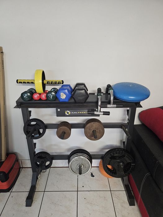 Kompletny Zestaw do Domowej Siłowni: Stojak HMS, Hantle