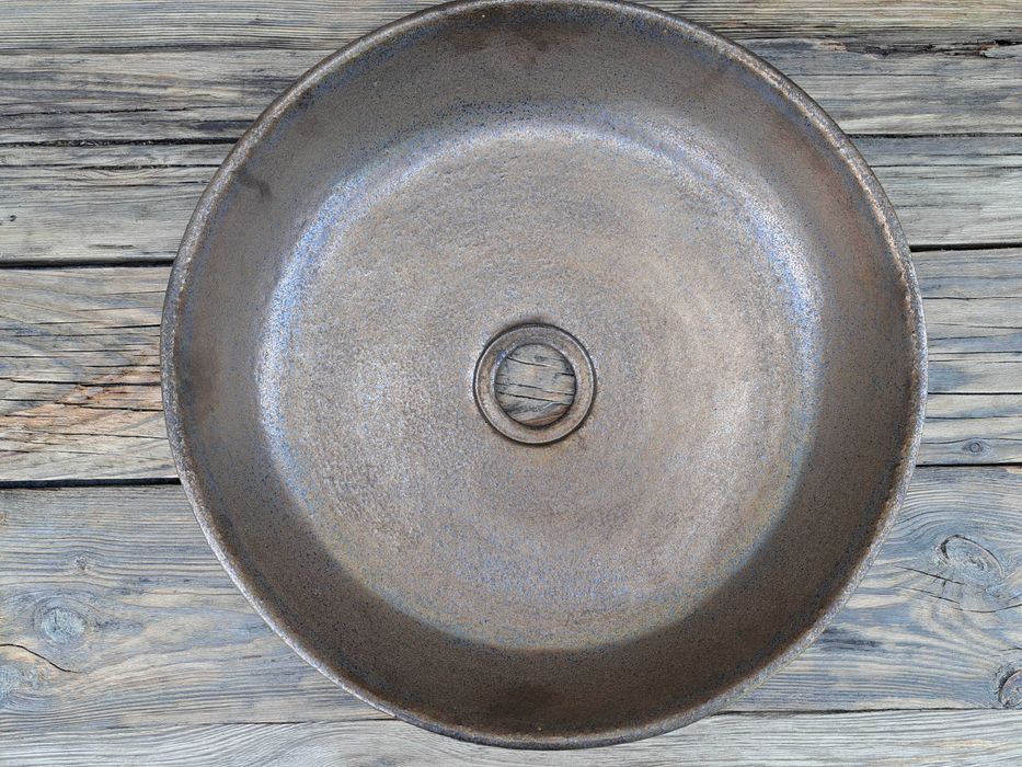 Rustykalna antyczna vintage umywalka ceramiczna - stare złoto, mosiądz