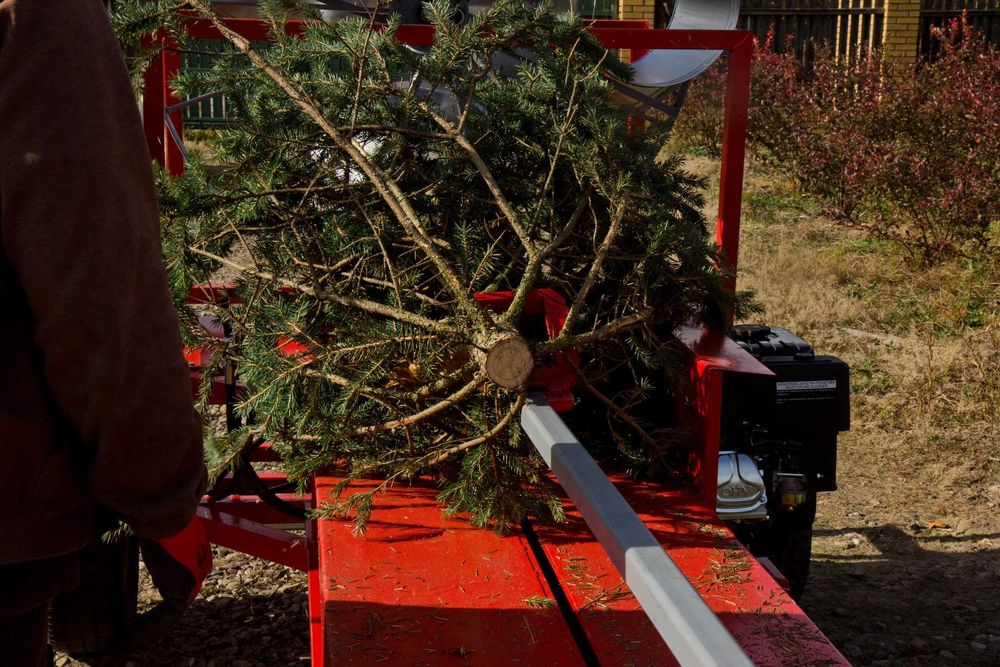 Maszyna do pakowania choinek tubownica automatyczna hydrauliczna