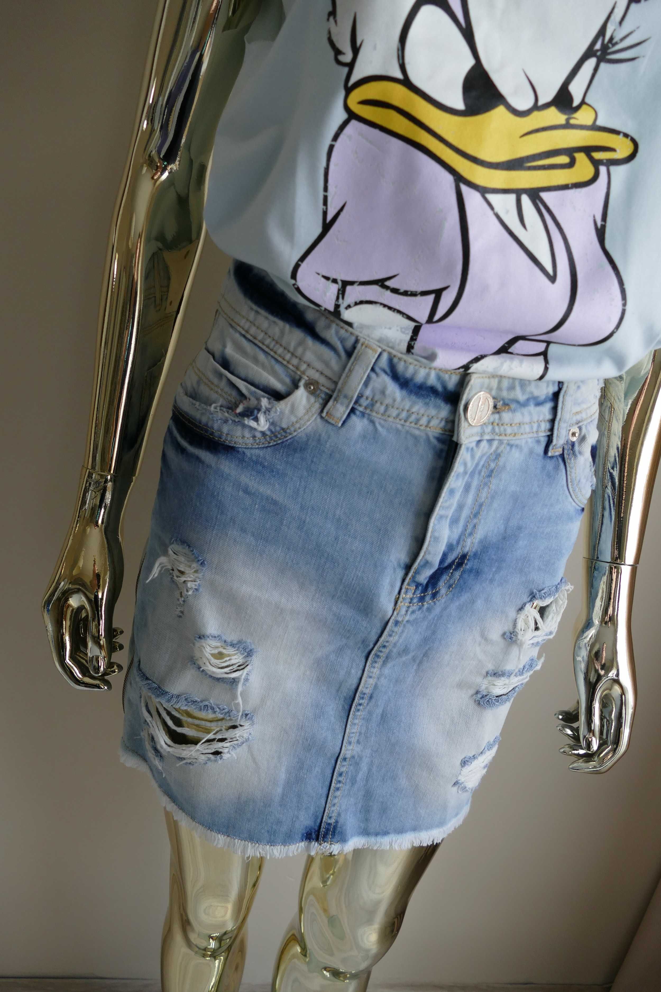 Speedway jeans genialna spódniczka z zamkami ZIP dziury S-M
