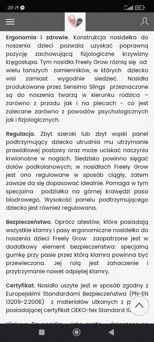 Nosidło ergonomiczne