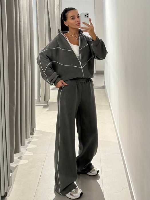 Спортивный костюм женский худи штаны топ кофта зипка zara el milas