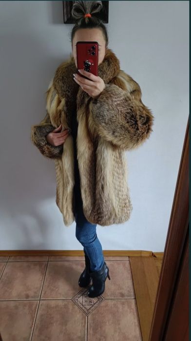 Futro lis 38 naturalne z lisa ciepłe na zimę mróz viralowe eleganckie