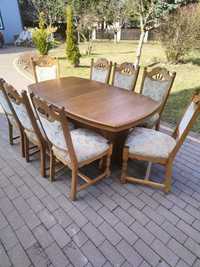 stół dębowy rozkładany 340 cm 8 krzeseł